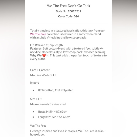 Free People We the Free Don’t Go Tank S - Picture 5 of 13